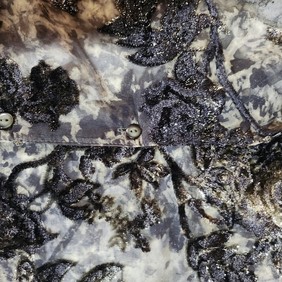 Donna Embossed & Embellished Velvet Sheer Long Sleeve Sz. M Jacket - Picture 6 of 8